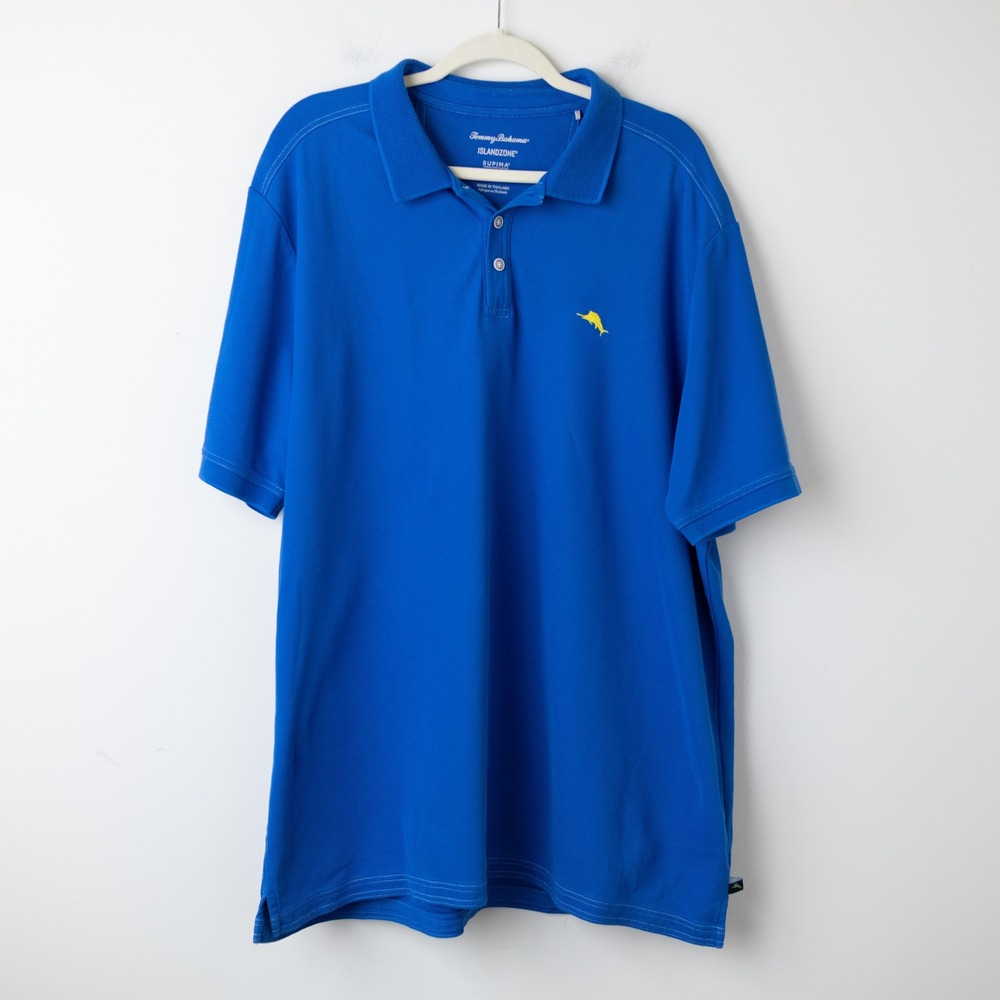 Tommy Bahama Island Zone Polo Mens 2XLT Blue Short Sleeve Supima Cotton BT225290